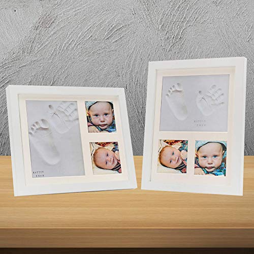 PITI COT Marco Huellas Bebé | Letras Números y 4 Marcos de Colores | Kit para Huella de Pie e Manos del bebe | Regalos Originales para Bebès Recien Nacidos Bautizo Niño y Niña | Decoracion Habitacion