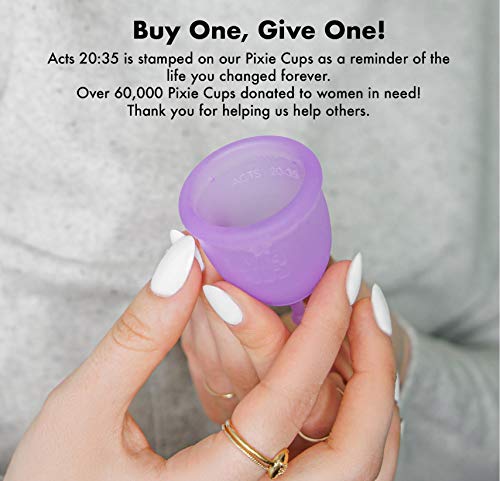 Pixie Menstrual Cup Nº 1 para más cómodo copa menstrual y Mejor Remoción Stem Todas las demás marcas cada taza de adquirirse uno se le da a una mujer necesitada grande