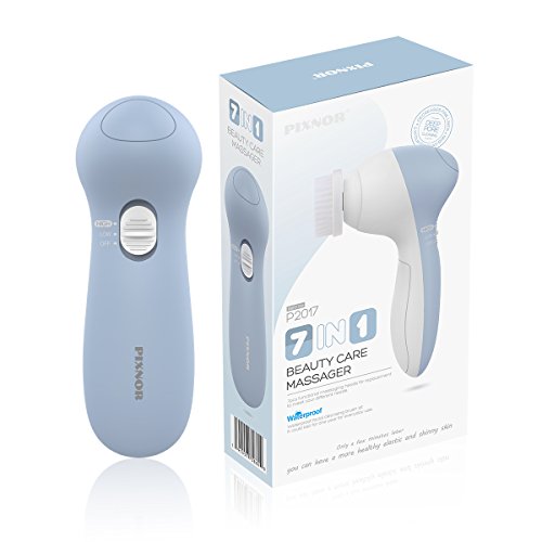 PIXNOR [Actualizada] 7 En 1 Cepillo Limpiador Facial Electrico, Limpiador de Cara Giratoria Impermeable Cepillo de Limpieza Masajeadorlos para Remover Lípidos Adicionales, Puntos Negros y Maquillaje