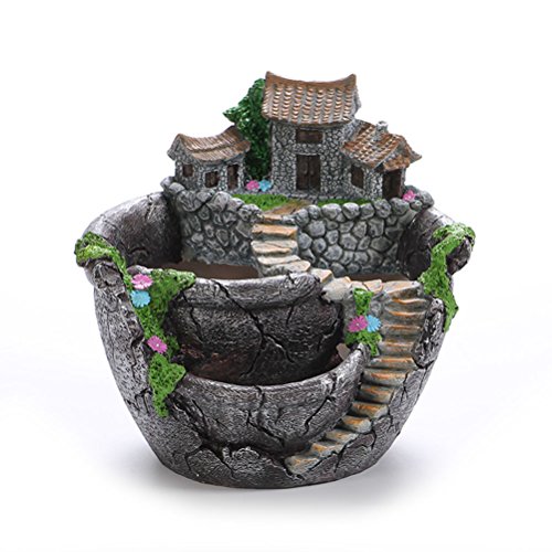 PIXNOR maceta de flores artificiales, para colgar, diseño de jardín (plateado)