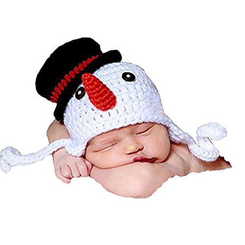Pixnor Muñeco de nieve sombrero fotografía Prop del Knit del bebé recién nacido niña niño Crochet