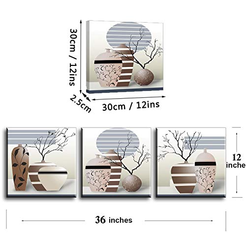 PIY 3X Cuadro Sobre Lienzo Imagen de Ramas secas Elegantes en Botellas de jarrón Canvas Wall Art de la Lona Arte de La Pared para Colgar Cuadros Sobre el Lienzo Dormitorio Sala Comedor Cocina 30x30cm