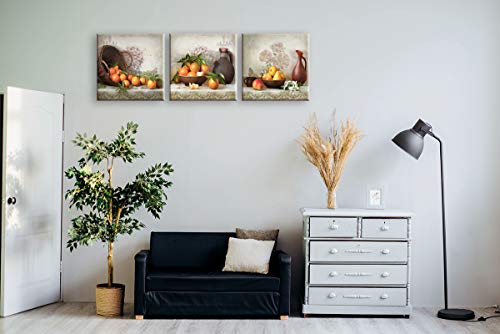 Piy Painting Cuadro en Lienzo en Cosecha de Fruta Naranja Pinturas murales Decoración Impresiones de Lienzo Arte de La Pared para Sala de Estar Cocina Dormitorio San Valentin 30x30x2.5cm 3units