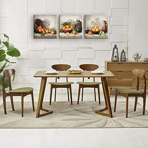 Piy Painting Cuadro en Lienzo en Cosecha de Fruta Naranja Pinturas murales Decoración Impresiones de Lienzo Arte de La Pared para Sala de Estar Cocina Dormitorio San Valentin 30x30x2.5cm 3units