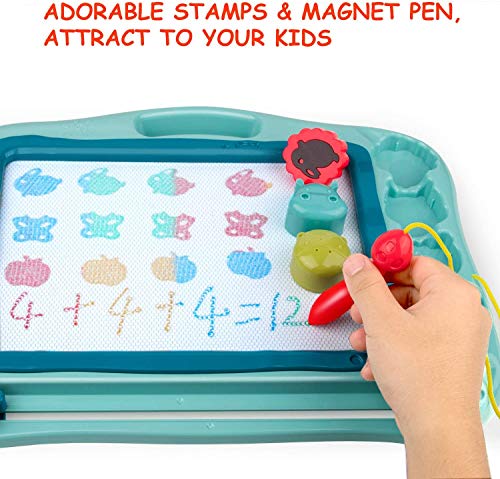 Pizarra Infantil,12×16 Inch Pizarra Magnetica Infantil , Pizarra Magica,Con 3 Lindos Sellos,BolíGrafo Magnético,Tablero De Escritura Borrable En Color Para Niños,Regalos Para Niños Pequeños (Azul)