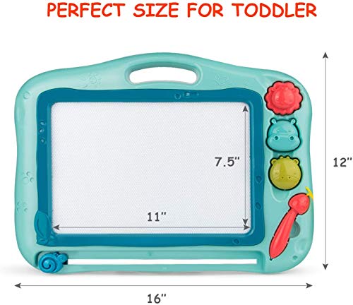Pizarra Infantil,12×16 Inch Pizarra Magnetica Infantil , Pizarra Magica,Con 3 Lindos Sellos,BolíGrafo Magnético,Tablero De Escritura Borrable En Color Para Niños,Regalos Para Niños Pequeños (Azul)