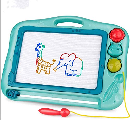 Pizarra Infantil,12×16 Inch Pizarra Magnetica Infantil , Pizarra Magica,Con 3 Lindos Sellos,BolíGrafo Magnético,Tablero De Escritura Borrable En Color Para Niños,Regalos Para Niños Pequeños (Azul)