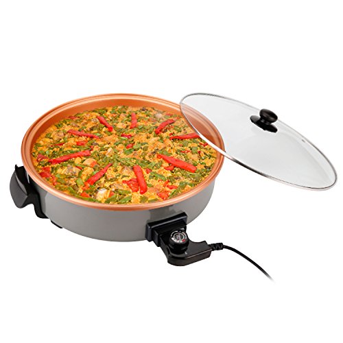 Pizza Pan Sartén Eléctrica Multifunción de 40 cm. de Diámetro y 7 cm. de Profundidad. 1500W. Paellera Arrocera Multicazuela
