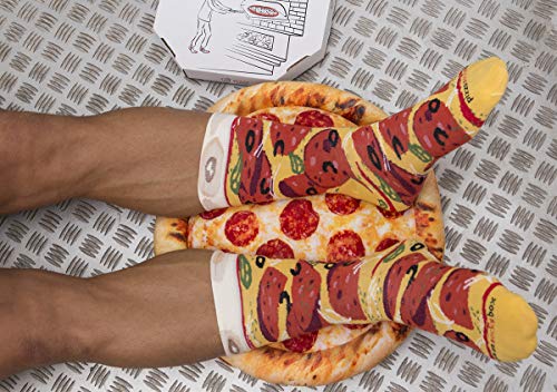 Pizza Socks Box Slice Pepperoni - Mujer Hombre - 1 par de Calcetines - Tamaño 36-40