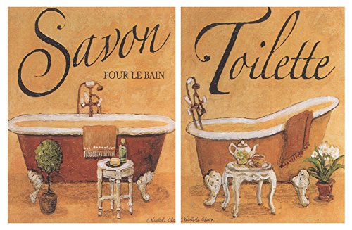 Placa de Madera Decorativa de baño en Tonos Crema Set de 2 Unidades de 19 cm x 25 cm x 4 mm unid. Adhesivo FÁCIL COLGADO. Adorno Decorativo. Decoración Pared hogar