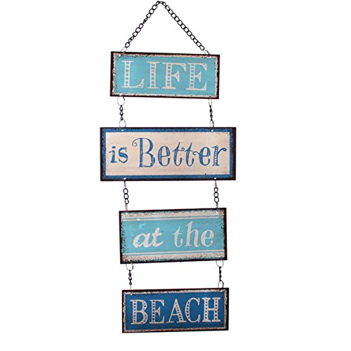 Placa decorativa de metal - La vida es mejor en la playa con diseño Vintage