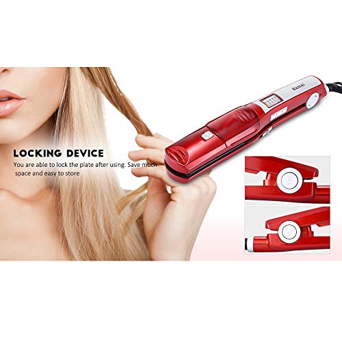 Plancha de pelo de vapor 5 control de temperatura del archivo de calentamiento rápido de enderezador de pelo recto casero herramientas de peluquería profesional