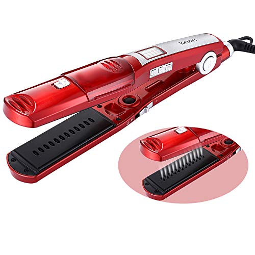 Plancha de pelo de vapor 5 control de temperatura del archivo de calentamiento rápido de enderezador de pelo recto casero herramientas de peluquería profesional