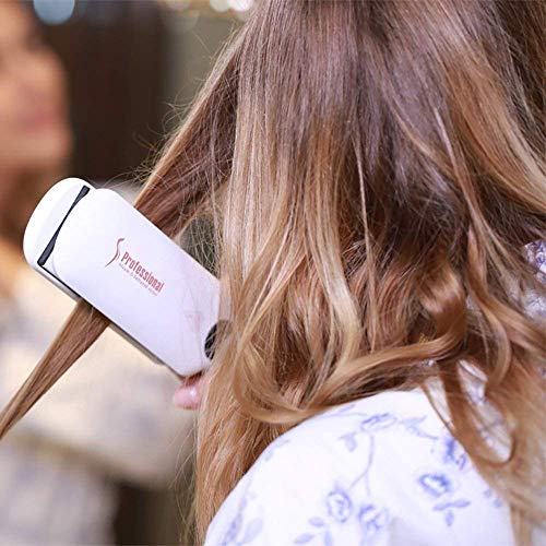 Plancha de Pelo Vapor y Infrarrojos Profesional con Placas Extra de Ancho (4.9 cm), Alisador de Pelo de Cerámica 2018, el Cuidado del Cabello, Doble Voltaje 110-240V para Viajar, color blanco