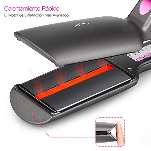 Plancha del Pelo，Planchas del Pelo Profesionales，Protege el Cabello, Elimina la Electricidad Estática, Operación Conveniente, Calentamiento Rápido-CkeyiN