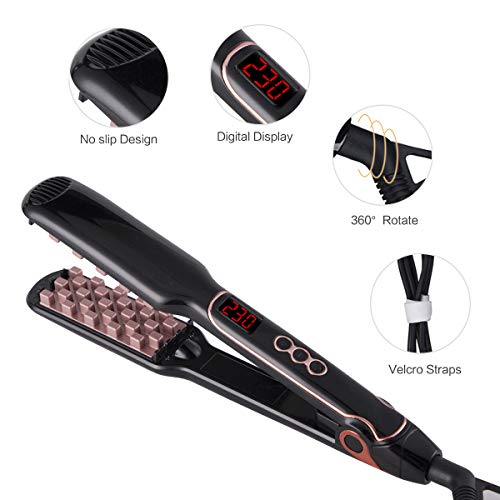 Plancha lisa rizador de pelo con pantalla LCD, para alisado de cabello