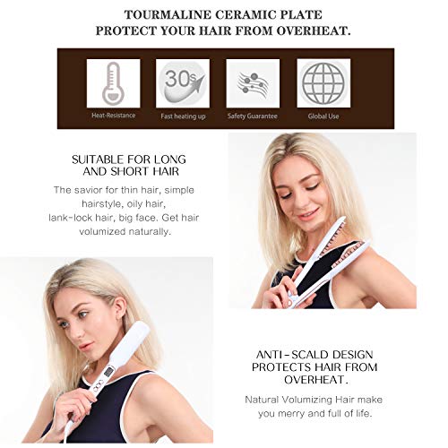 Plancha voluminizadora de pelo plana, plancha plana digital con pantalla LCD, alisador de cabello