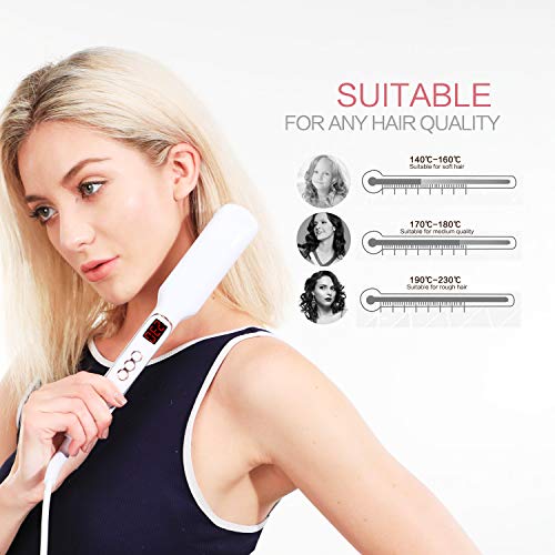 Plancha voluminizadora de pelo plana, plancha plana digital con pantalla LCD, alisador de cabello