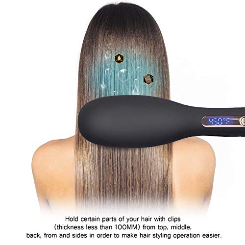 Planchas alisadoras de cabello con calentamiento iónico Peine con calentamiento rápido, cuidado del cabello sedoso y natural Alisa el cepillo para el cabello y mejora la textura del cabello