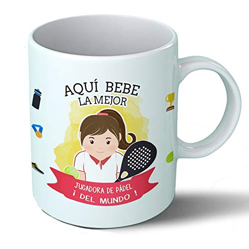 Planetacase Taza Desayuno Aquí Bebe la Mejor jugadora de Padel del Mundo Regalo Original Ceramica 330 mL