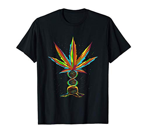 Planta de adn Weed in Space Art Gift para Fumar Marihuana Camiseta