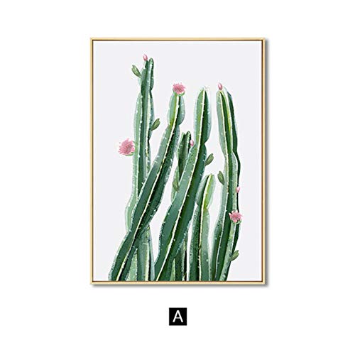 Planta verde Hoja Cactus Impresión moderna del arte de la lona Pintura de la pared Decoración para el hogar Cartel nórdico Cuadros decorativos de la pared para la sala de estar / sin marco / 50x70cm