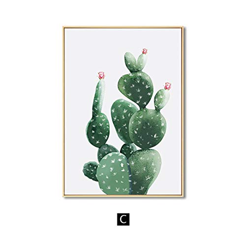 Planta verde Hoja Cactus Impresión moderna del arte de la lona Pintura de la pared Decoración para el hogar Cartel nórdico Cuadros decorativos de la pared para la sala de estar / sin marco / 50x70cm