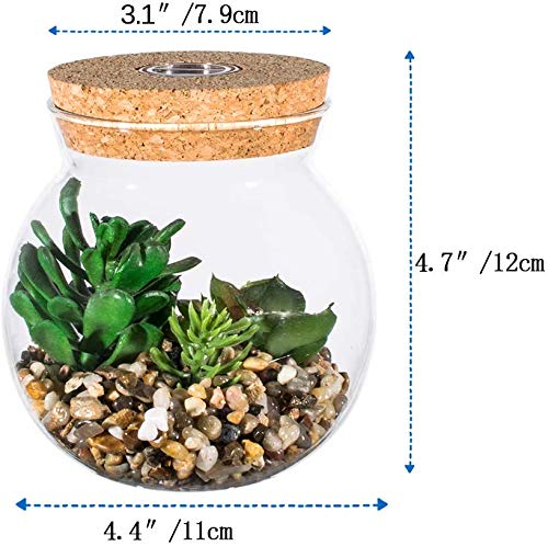 Plantas Suculentas Artificiales en Macetas,Aromaterapia Diseño de Corcho con LED,Mini Planta Falsa Cactus Falso Bonsái,Terrario,Interior Decor para Dormitorio,Estudio y Sala de Estar,Luz Blanca