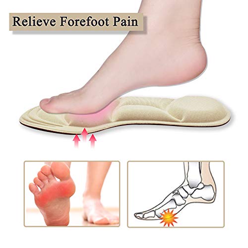 Plantillas Memory Foam Mujer, Plantillas Soportes de Arco, Nuevo Material, Absorción de Golpes, Comodo, Transpirable, Para el Dolor de Talón, Fascitis Plantar, Reducir el Dolor de Pie, 2 Pares