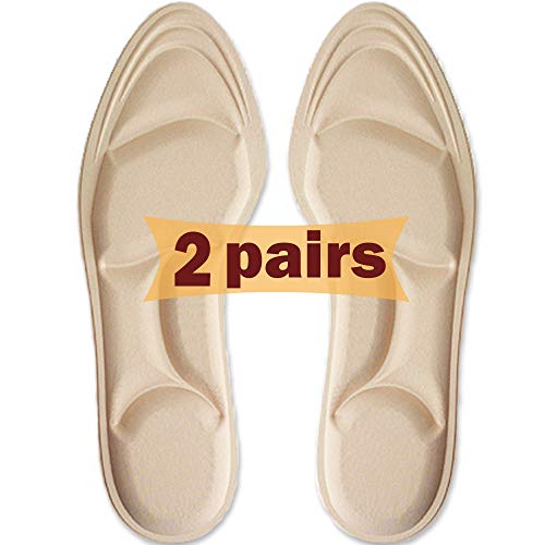 Plantillas Memory Foam Mujer, Plantillas Soportes de Arco, Nuevo Material, Absorción de Golpes, Comodo, Transpirable, Para el Dolor de Talón, Fascitis Plantar, Reducir el Dolor de Pie, 2 Pares