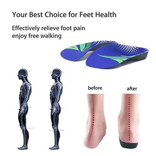 Plantillas ortopédicas, FITFEET 3/4 de arco alto, plantillas de calzado para pies planos, fascitis plantar, arco de pies, fatiga de los pies, cojín de talón para hombres, mujeres, para caminar