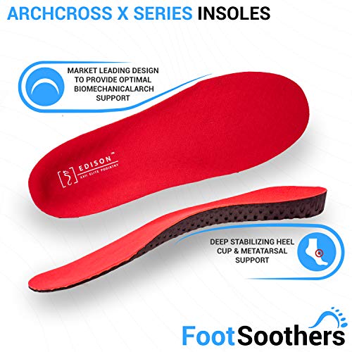 Plantillas ortopédicas para el dolor de talón, fascitis plantar, dolor de rodilla y dolor de espalda, Edison Elite XXII Elite Podiatry ArchCrossX, Unisex, negro, UK XL:11-12.5