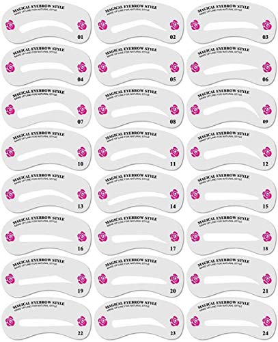 Plantillas para cejas, diferentes estilos, plantillas de modelado de cejas, reutilizables, kit de plantillas para aseo de cejas, kit de plantillas de modelado de bricolaje 24 unidades