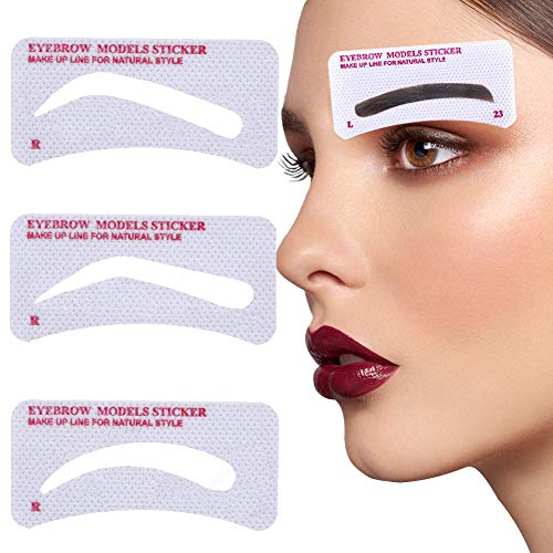 Plantillas Para Cejas, Plantilla para Depilar Cejas, Plantillas para Cejas Mujer, Plantillas de Microcuchillas para Principiantes, 48 Pares