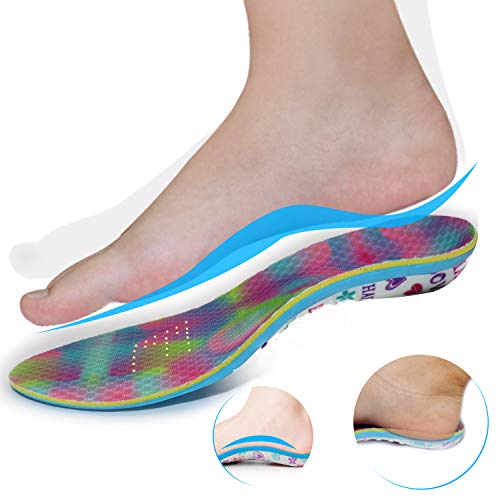 Plantillas para niños con soporte cómodo para el arco, plantillas para zapatos ortopédicos para corrector de pronación de pies planos, suelas internas ortopédicas para niños activas para amortiguación