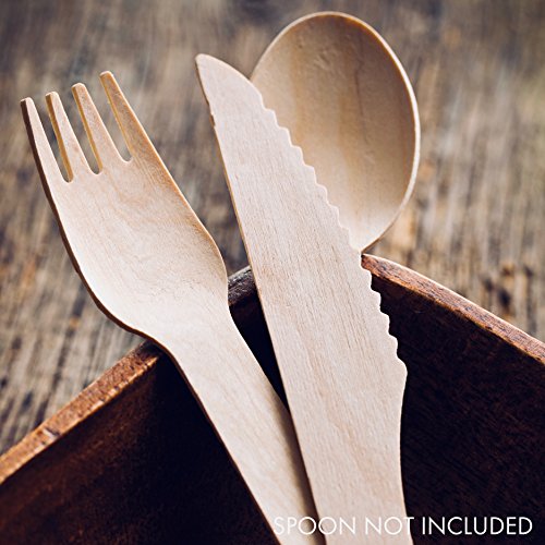 Plantvibes® Cubiertos Desechables de Madera certificada FSC, Cuberteria desechable compostable