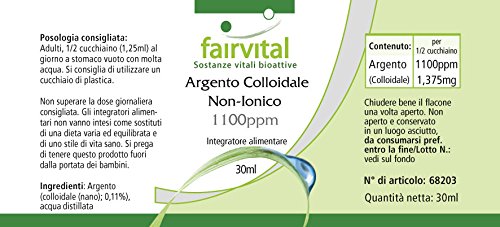 Plata Coloidal pura 1100ppm - Verdadera plata coloidal - No iónica - VEGANA - 30ml - Calidad Alemana