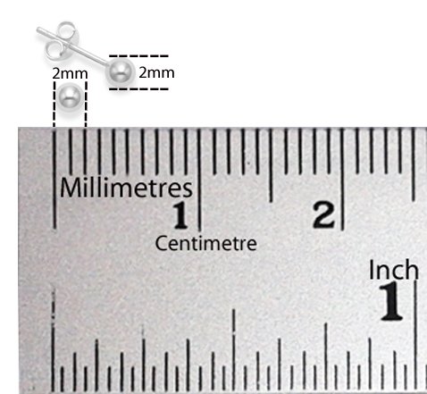 Plata de ley 2 mm pendientes con bolas - muy pequeño y discreto - 5180