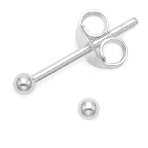 Plata de ley 2 mm pendientes con bolas - muy pequeño y discreto - 5180