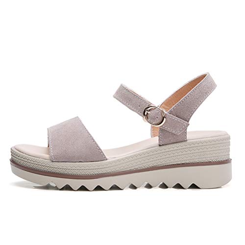 Plataforma para Mujer Sandalias de Verano Peep Toe Zapatos de Correa con Hebilla de Suela Gruesa para Mujer