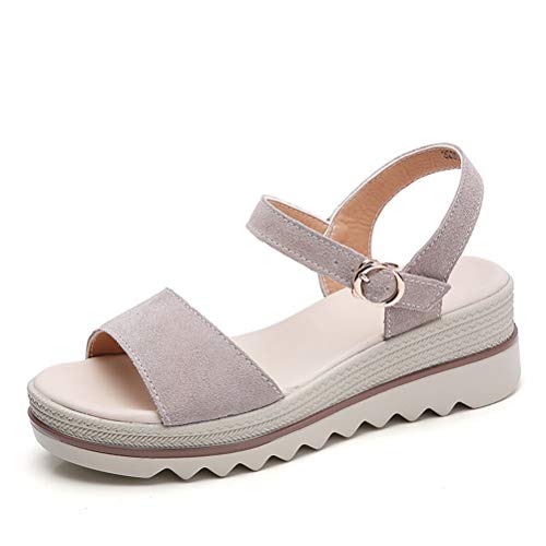 Plataforma para Mujer Sandalias de Verano Peep Toe Zapatos de Correa con Hebilla de Suela Gruesa para Mujer