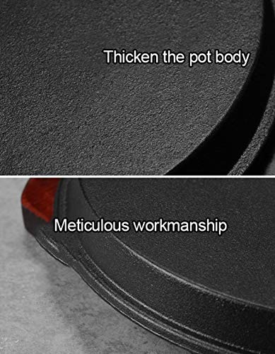 Platillo de hierro fundido Sartén Sartén Plato de cocina Estilo asiático Mini plato de hierro fundido con tabla de madera Perfecto para cocinar Filetes de mariscos y más 2 juegos