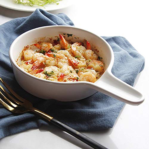 Plato de Cocina de panadería de cerámica con Mango Vajilla Occidental Arroz al Horno Simple Plato de Pasta Italiana Ensalada Plato de Filete, Gris