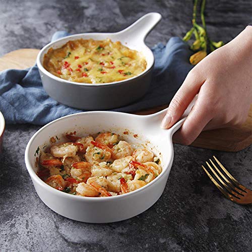 Plato de Cocina de panadería de cerámica con Mango Vajilla Occidental Arroz al Horno Simple Plato de Pasta Italiana Ensalada Plato de Filete, Gris