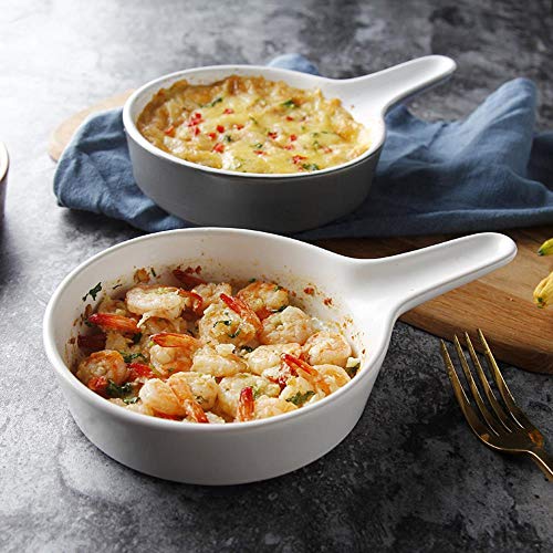 Plato de Cocina de panadería de cerámica con Mango Vajilla Occidental Arroz al Horno Simple Plato de Pasta Italiana Ensalada Plato de Filete, Gris