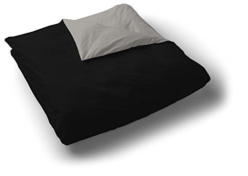 Play Basic Collection Funda nórdica Lisa Reversible, Negro y Gris, 150 x 220 cm