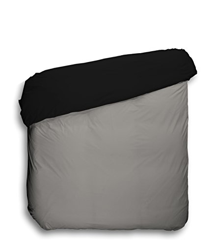 Play Basic Collection Funda nórdica Lisa Reversible, Negro y Gris, 150 x 220 cm