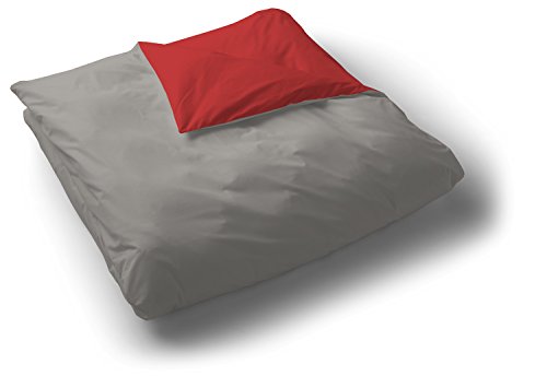 Play Basic Collection Funda nórdica Lisa Reversible, Rojo y Gris, 150 x 220 cm