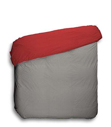 Play Basic Collection Funda nórdica Lisa Reversible, Rojo y Gris, 150 x 220 cm
