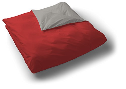 Play Basic Collection Funda nórdica Lisa Reversible, Rojo y Gris, 150 x 220 cm